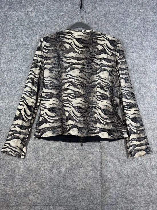 Vintage Joseph Ribkoff Animal Print Zip Up Cardigan Size 10 Maximalist Eclectic - Picture 9 of 16
